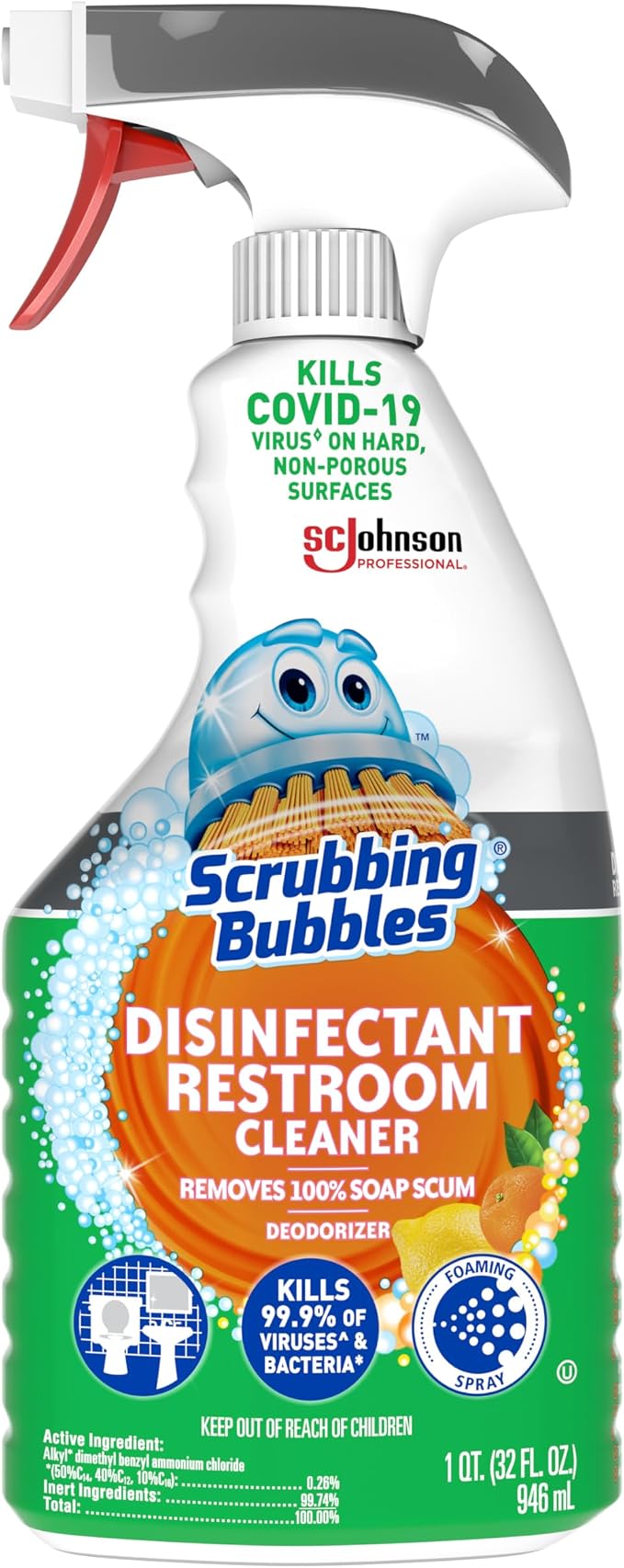 SC Johnson Professional Scrubbing Bubbles Disinfectant Restroom Cleaner, 32oz / Case Qty 8