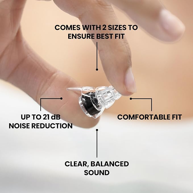 Eargasm High Fidelity Blackout Earplugs for Concerts, Festivals, Musicians, DJs, Night-Life, Motorcycle Hearing Protection - Reusable Ear Plugs for High Fidelity Noise Reduction up to 21 dB
