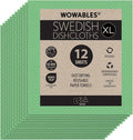 Swedish Dishcloths for Kitchen XL, 12 Sheet Roll, Biodegradable & Compostable, Reusable Paper Towel Cleaning Cloths, 11" x 10", No Odor, Washing Dishes, Ultra Absorbent Cellulose Sponge Towel, By LOLA