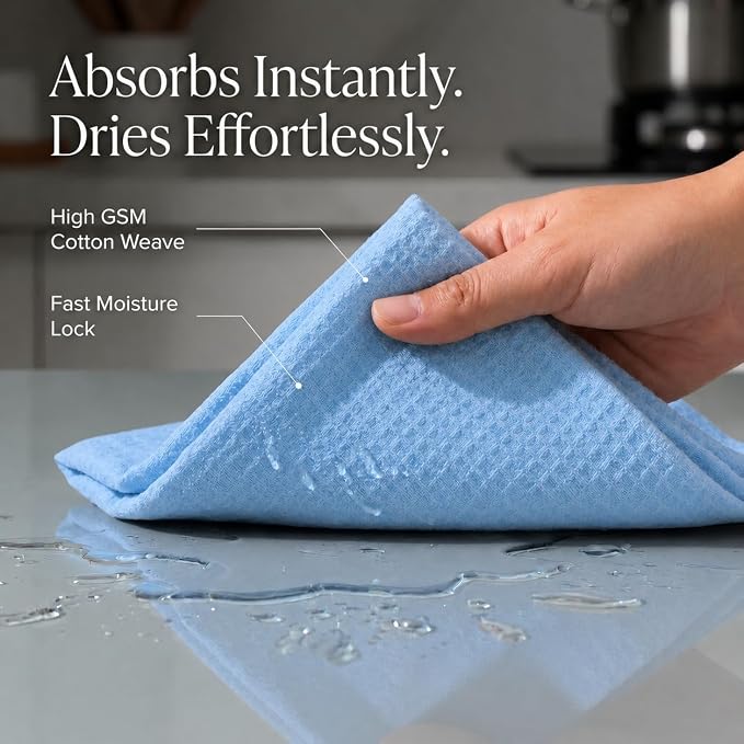 Urban Villa Kitchen Towels Cotton Dish Towels 20”x30” (Set of 6) Sky Blue