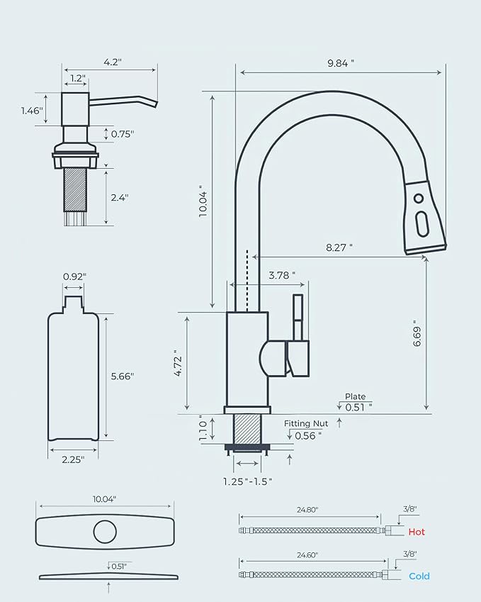 FORIOUS Gold Kitchen Faucet with Soap Dispenser and Pull Down Sprayer, Bar High Arc Single Handle Classic 3 Modes Stainless Steel Faucet for Kitchen Sink Farmhouse RV Laundry Camper