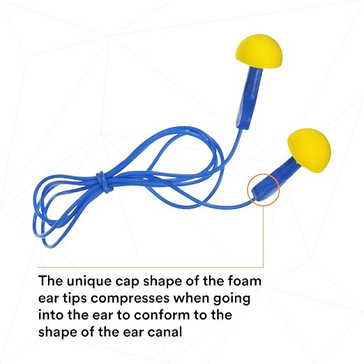 3M E-A-R EXPRESS Pod Plugs Ear Plugs 311-1114, Corded, Blue Grips, Pillow Pack, Pack of 100