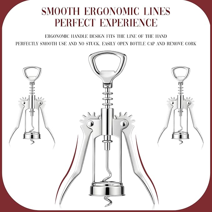 Hushee 10 Pcs Wine Bottle Opener, Zinc Alloy Wing Corkscrew Heavy Duty, Multifunctional Wine Corkscrew for Kitchen, Restaurant, Bar, Waiters, Ideal for Wedding Shower Party Favors, Event Gifts