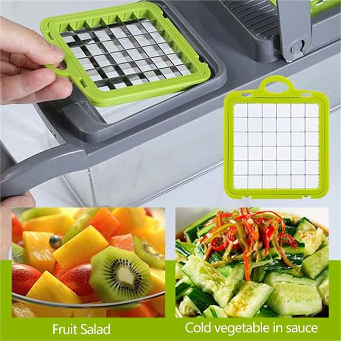 Vegetable Cutter Slicer with Drain Basket Potato Peeler Carrot Grater Kitchen Tool Set(14 in 1)