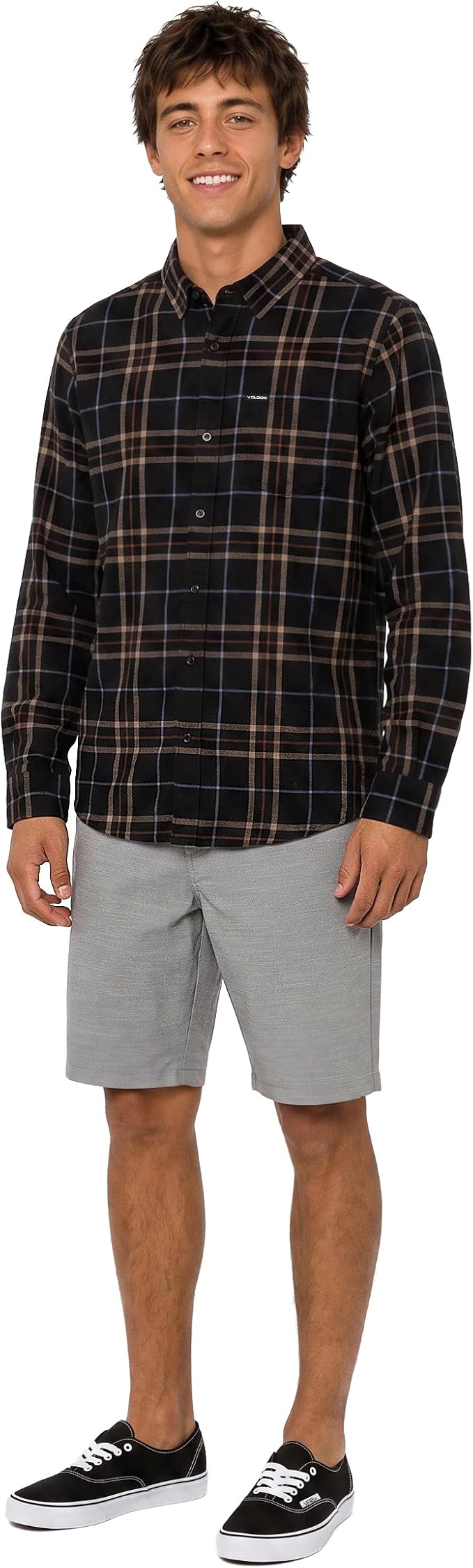 Volcom Men's Long Sleeve Flannel Shirt – Ultra-Soft Brushed Cotton Plaid Button Down