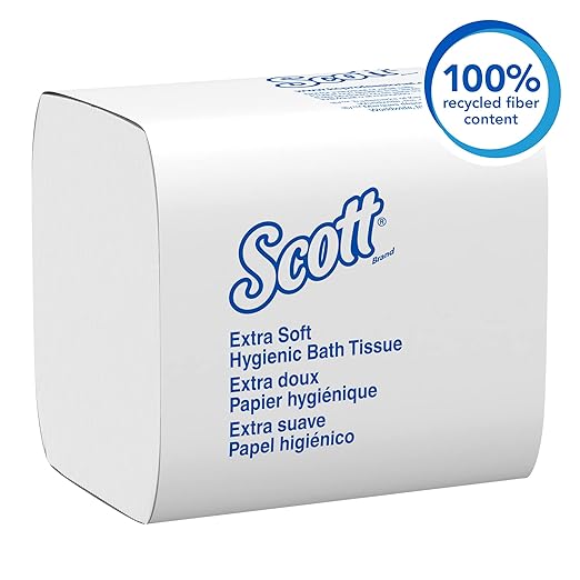 Scott® Hygienic High-Capacity Folded Bath Tissue, Bulk (48280), 2-Ply, White, Single-Pull, (250 Sheets/Pack, 36 Packs/Case, 9000 Sheets/Case)