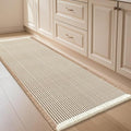 IM HOME Waffle Bath Mat Brown & Cream 4'x2', Boho Woven Modern Bath Mat Rugs, Absorbent Non Slip Bathroom Rugs, Soft Washable Bath Rugs with Tassels for Bathroom, Bedroom, Kitchen, Shower, Tub