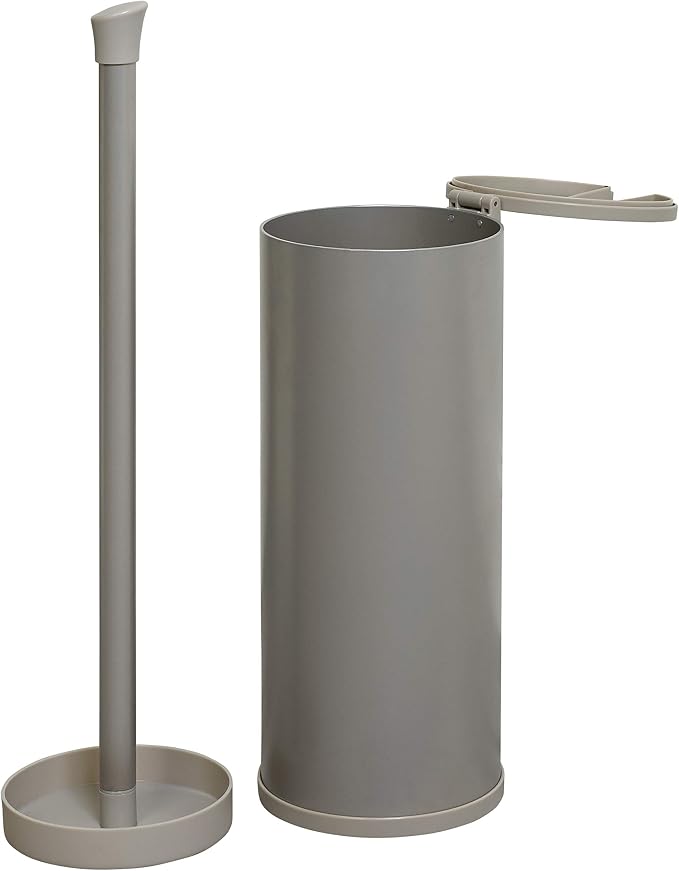 Zenna Home Easy Access Brushed Nickel Toilet Paper Holder, Rustproof, Holds 3 Rolls, Toilet Paper Storage with Lid and Easy Grip Handle, Bath Tissue Holder with Lid, Brushed Nickel