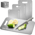 Katori Titanium Cutting Board - Upgraded 100% Pure Titanium Cutting Boards for Kitchen Non Toxic, Double Sided Food Grade Hygiene Non Moldy Dishwasher Safe Meat Fruit Metal Board (3PC S+L+XL)