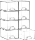 8 Pack Small Clear Stackable Acrylic Storage Boxes for Art Tool & Sketch, Storage Drawers, Storage Organizer, Clear Plastic Makeup Organizer, Ideal for Vanity, Cabinet, Desk Organization