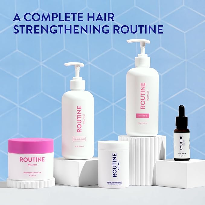 Routine Wellness Anti-Thinning Shampoo and Conditioner Set for Thinning Hair - Biotin DHT Blocker Women & Men - Color Safe Shampoo for Hair Loss & Healthier Hair - Jasmine & Rosewater Set