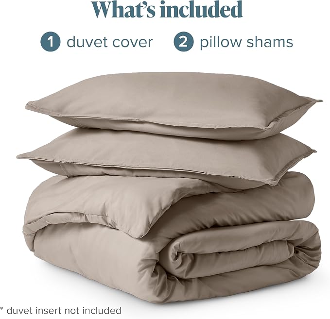 Bare Home Bedding Duvet Cover Queen Size - Premium 1800 Super Soft Collection - Lightweight, Cooling - Soft Breathable Bedding Duvet Cover (Queen, Khaki)