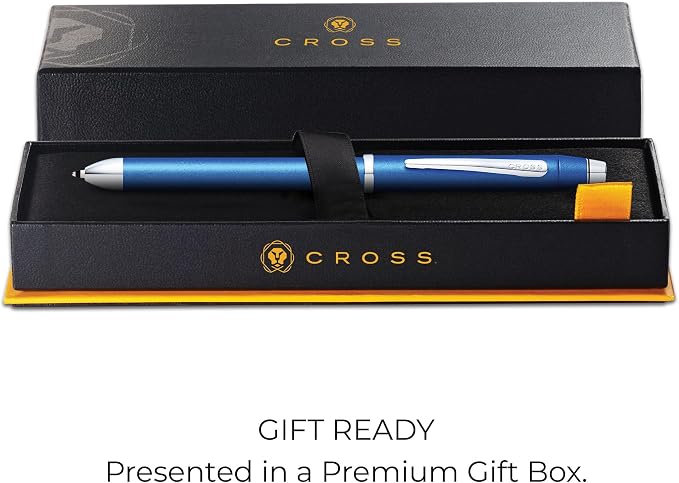 Cross Tech3+ Multifunction Pen with Stylus, Metallic Blue with Chrome Plated Appointments (AT0090-8) by A. T. Cross Co - PCA
