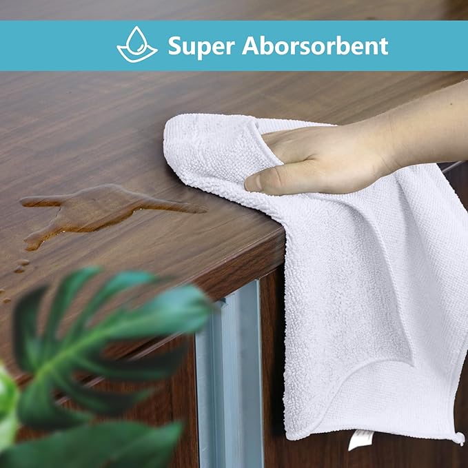 HOMEXCEL White Microfiber Cleaning Cloth 600 Pack, Microfiber Towel for Cars, Lint Free, Scratch-Free, Highly Absorbent, and Cleaning Rags for House, Window and Glass, Cars, TV Screen 11.5 X11.5 inch