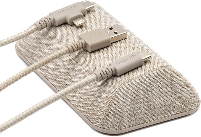 Smartish® Magnetic Cord Holder - Bigger Cable Wrangler Organizer with Magnet Clips for Charger Management on Desktop, Nightstand - Holds 6+ Cables - Lightly Toasted Beige
