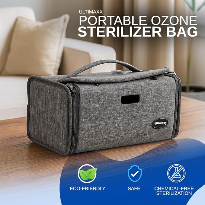 Ultimaxx USB Powered Collapsing Portable Ozone Sterilization Bag: 99.9% Clean for Masks, Clothes, Cell Phones, Electronics, Kitchenware, Baby Bottles, Pet Toys, Toothbrush, Beauty Supplies & Much More