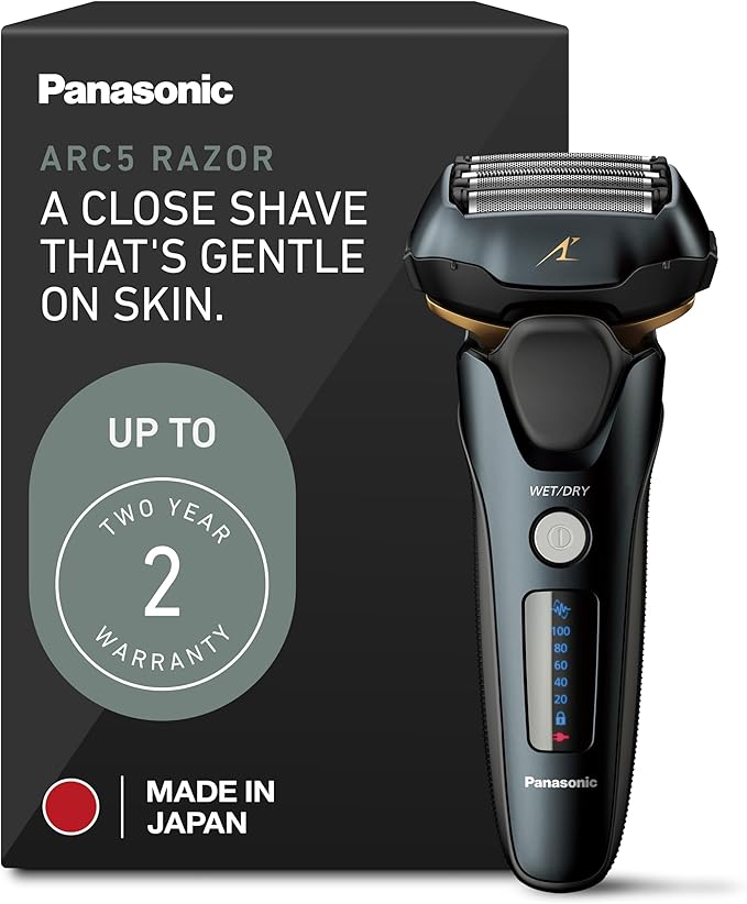 Panasonic Arc5 Electric Razor for Men with Pop-Up Trimmer, Wet/Dry 5-Blade Shaver, Mens Electric Razors for Shaving Face with Intelligent Shave Sensor and 16D Pivoting Head, ES-LV67-K (Black)