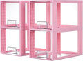 Vtopmart 4 Pack Large Stackable Storage Drawers,Pink,Easily Assemble Acrylic Bathroom Closet Undersink Organizers and Storage,Plastic Bins for Kitchen Cabinets,Pantry,Makeup,Medicine Organization