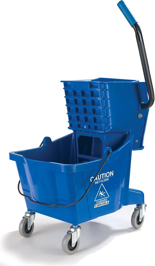 SPARTA Commercial Mop Bucket With Side Press Wringer, Floor Cleaning Essentials for Commercial and Home Use 26 Quart Capacity, 1 Count, Blue