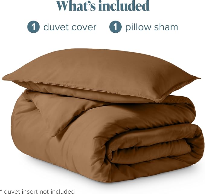 Bare Home Bedding Duvet Cover Extra Long Size - Premium 1800 Super Soft Collection - Lightweight, Cooling - Soft Breathable Bedding Duvet Cover (Twin/Twin XL, Caramel)