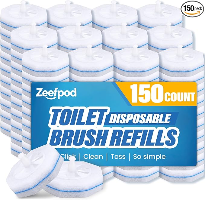 Toilet Brush Refills, Disposable Toilet Bowl Cleaner Refills for Toilet Cleaner Wand, Single-Use Hygienic Scrubber Pads, 150 Count