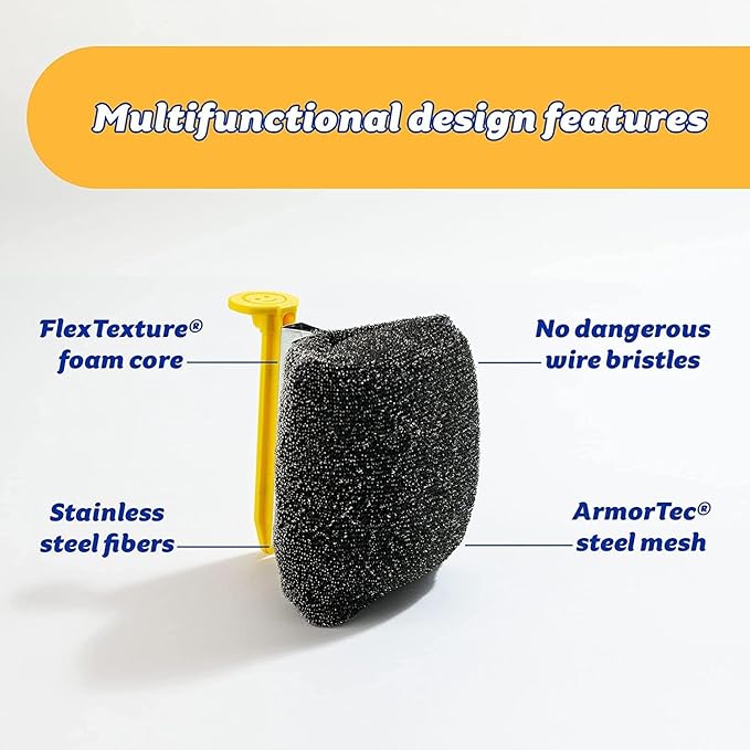 Scrub Daddy BBQ Daddy + Refill Heads - BBQ Cleaning Brush with Scraper & Bottle Opener, Barbeque Grill Cleaner, Wire Bristle Free, Barbecue Cleaner Brushes, High-Tech Cleaning Accessories for Men