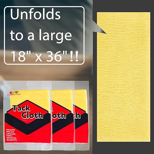 S&F STEAD & FAST Painters Tack Cloth for Woodworking, Painting, Sticky, Anti-Static Tack Rags for Automotive, Sanding, Cleaning, Dusting, Staining, Wax and Silicone Free, 18 x 36 Inches Dust Cloths