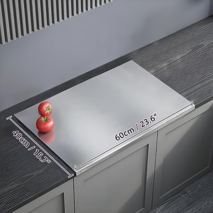 304 Stainless Steel Cutting Board – Stainless Steel Kitchen Chopping Boards Non-Slip, Dishwasher Safe – Ideal for Meat, Vegetables, Fruits, Bread & Baking – Commercial & Home Use (23.6 * 15.7in)