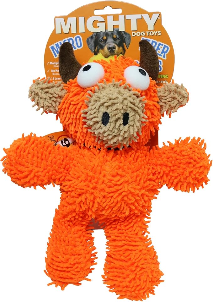 MIGHTY® 2 Pack Microfiber Medium Bull Dog Toys | Ultra Durable Plush Toy with Multiple Layers & Reinforced Seams , Washable and Floats , Mighty® Construction
