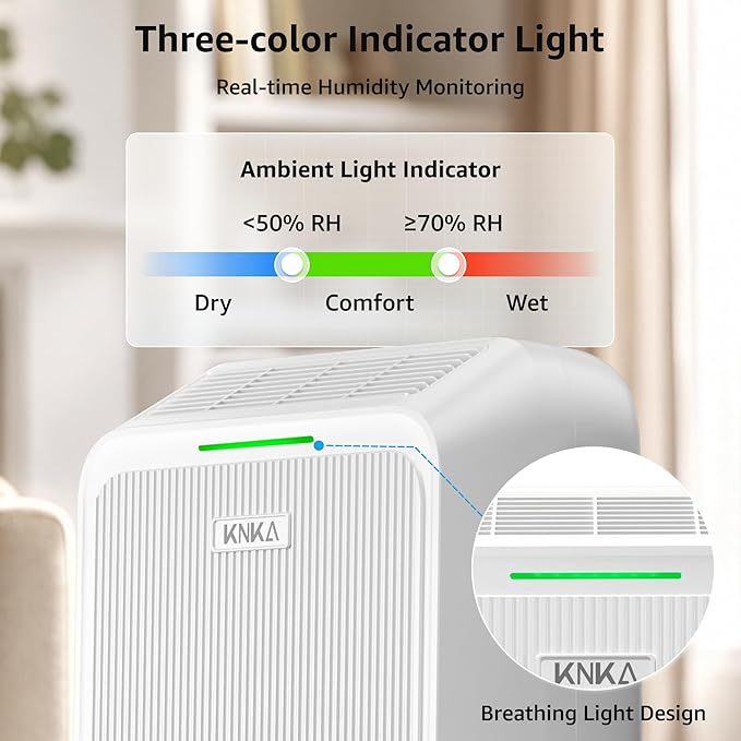 KNKA 2500 Sq.Ft Dehumidifier for Basement with Drain Hose Max 34 Pints, Dehumidifiers for Home, Bedroom, Bathroom, Large Room, Three Modes, Intelligent Humidity Control, Dry Clothes, 24HR Timer