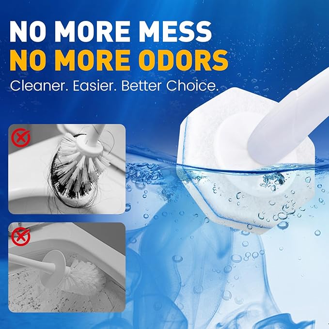 Toilet Brush Refills, Disposable Toilet Bowl Cleaner Refills for Toilet Cleaner Wand, Single-Use Hygienic Scrubber Pads, 150 Count