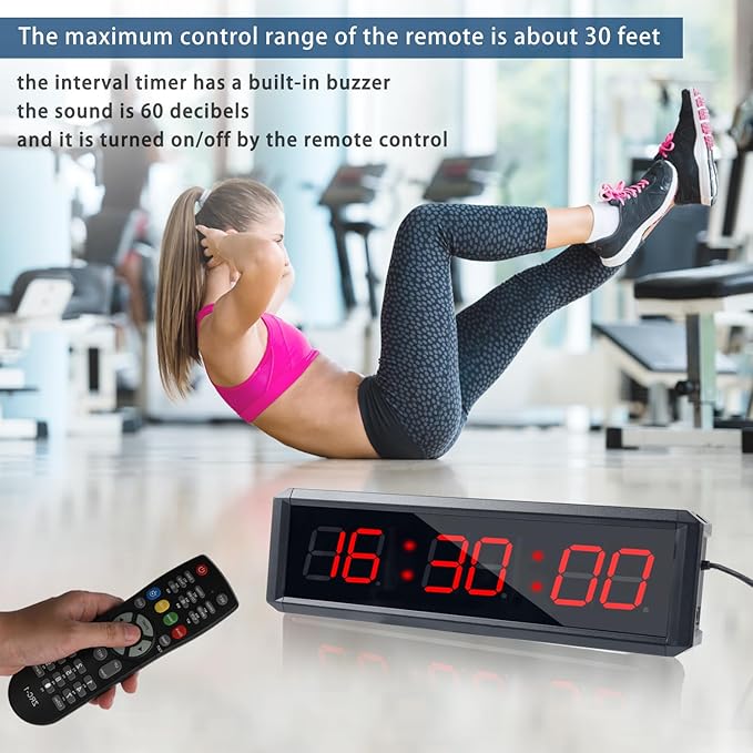 Fitness Timer with Stopwatch Button, Suitable for School/exam/Home Exercise/Gym/Gym SMAHEAT Electronic Fitness Timer (1.5 inch six-Digit All-red)