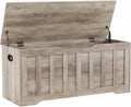 VANKILEY 43.3" Storage Chest Extra Large,Storage Trunk with 2 Safety Hinges,Wooden Storage Bench,Shoe Bench,43.3x15.7x19.1 Inch,Easy Assembly,Storage Bench for Bedroom,Living Room,entryway(Greige)