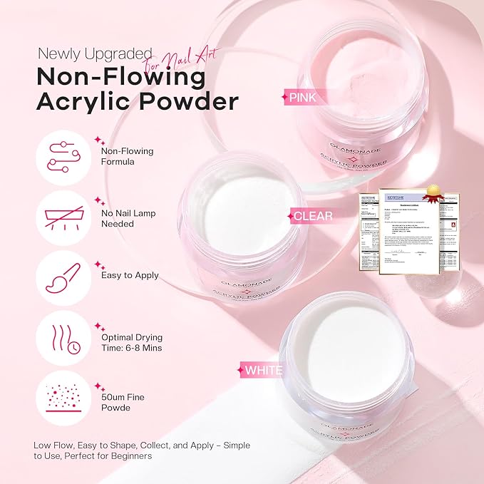 Glamonade Acrylic Nail Kit for Beginners: 0 Experience Needed to Complete Acrylic Nail Starter Kit with 48W Nail Lamp & Drill for Home DIY Manicure