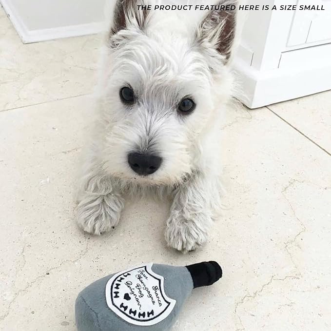 Haute Diggity Dog Champagne Dog Perignonn, Plush Designer Dog Toys with Interactive Squeaker, Stimulating Pet Enrichment, Machine-Washable & Safe Materials for All Breeds, Size Small