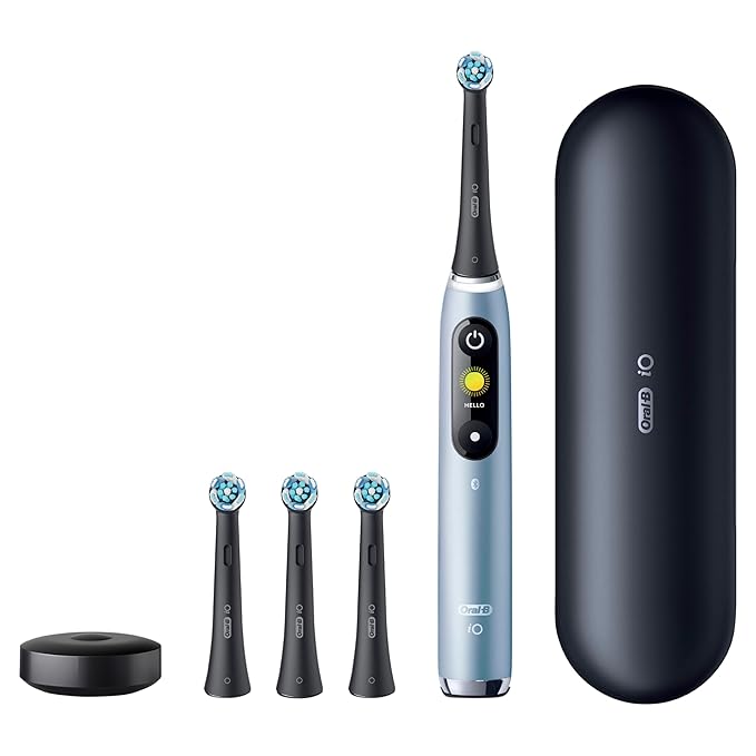 Oral-B iO Series 9 Electric Toothbrush with 4 Brush Heads, Aqua Alabaster