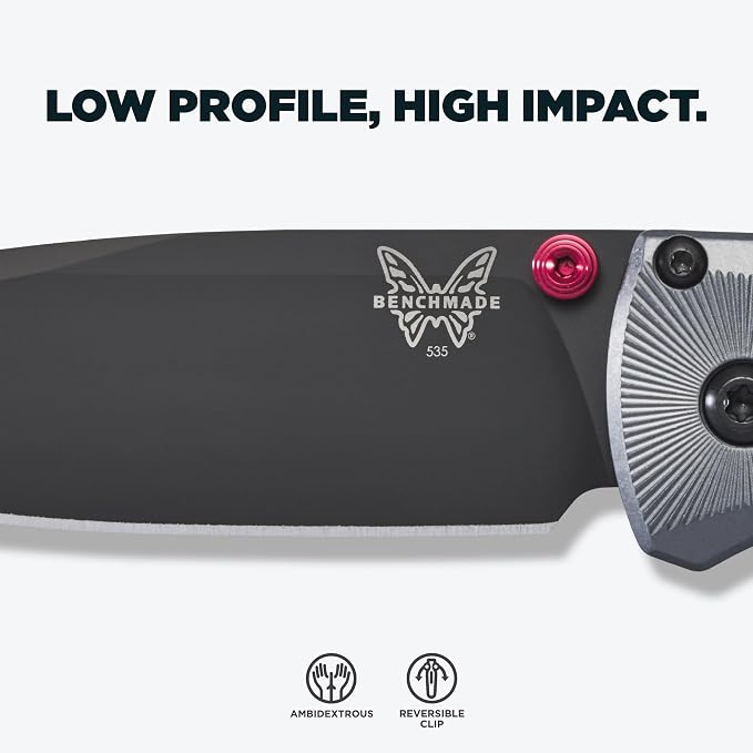 Benchmade Bugout EDC Knife, M390 Steel Blade (535BK-4) | Gray Aluminum handle, Drop-Point blade