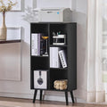 LEYAOYAO 5 Cube Bookshelf, Mid-Century Modern Book Shelf with Legs, Black | 3 Tier Bookcase, Rustic Wood Bookshelves Freestanding Small Storage Organizer, Open Shelves for Bedroom, Living Room, Office