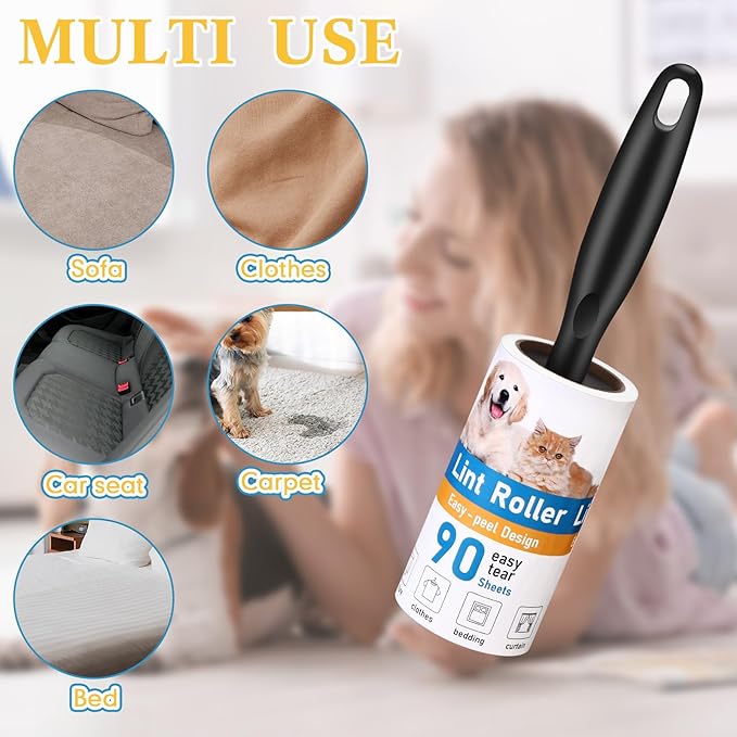 FoldTier 2700 Sheets Lint Rollers for Pet Hair Extra Sticky Portable Lint Remover Brush Roller with 10 Handles 30 Refills Pet Hair Remover for Couch, Clothes Furniture and Carpet Dog Cat