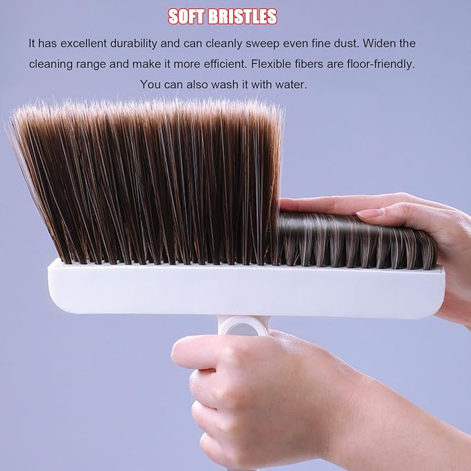 Broom and Dustpan Combo Set for Home, Soft Bristles Angle Broom, Dust Pan with Comb Teeth, Long Handle Upright Standing Sweep Set for Room Kitchen Office,Magnetic~Lock