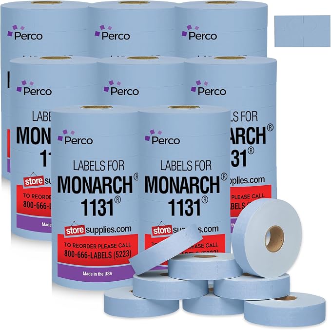 Pricing Labels for Monarch 1131 Blue - 160,000 Labels w/ 64 Rolls Value Pack, 8 Sleeves - Made in USA