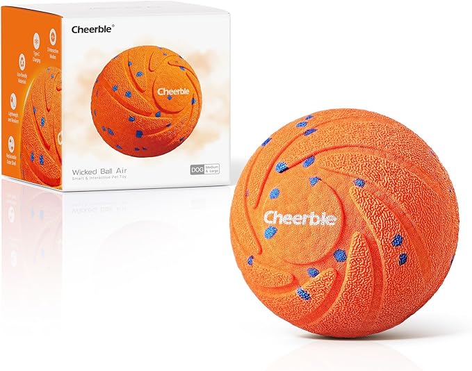 Cheerble Smart Interactive Dog Toy, Wicked Ball AIR, Automatic Moving, Bouncing, Rotating, IPX7 Waterproof Rating, Active Rolling Ball for Puppy, Medium and Large Dogs