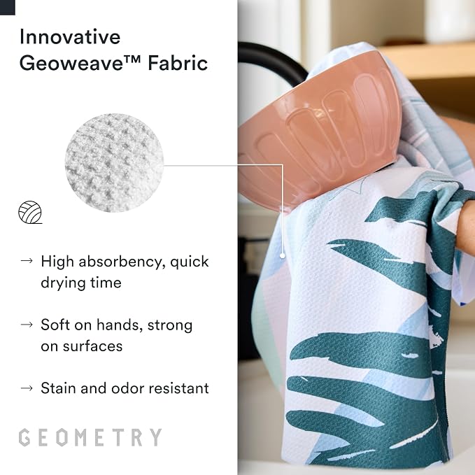 GEOMETRY Kitchen Tea Towels - Quick Dry Microfiber Dish Towels for Kitchen Create, 18" x 30" 1 Pack