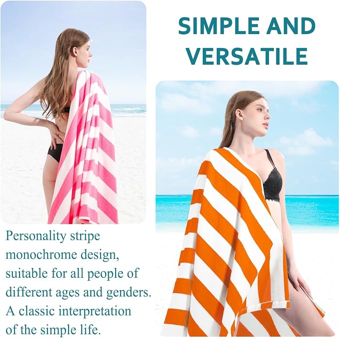 Genovega 6 Packs Oversized 72X40 Inch Stripe Beach Towel Thin Terry Set Extra Large XL Big Clearance Towels Soft Swim Pool Travel Accessories Essentials Camping Adults Men Women Gift Pink