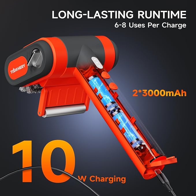 Electric Grill Brush for Outdoor Grill, 800 RPM Brush Head, 3000mAh Battery, No Preheating Grill, 304 Stainless Steel Bristle, Rechargeable Cordless BBQ Grill Cleaner with LED Light, Gift for Men/Dad