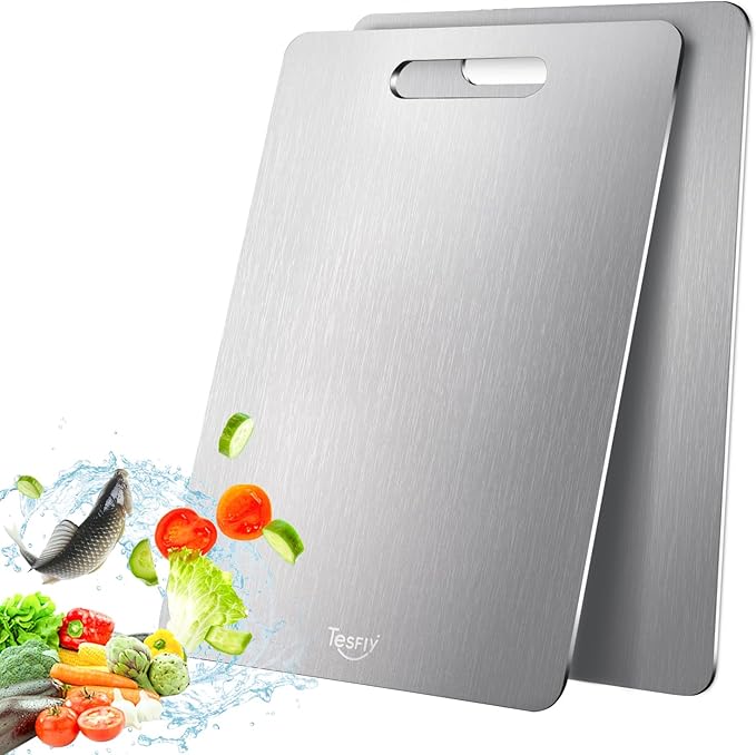 2 Pack Titanium Cutting Board - 100% Pure Titanium Cutting Boards For Kitche, Double-sided food-grade Cutting Board For Cutting Meats, Fruits And Vegetables,Large