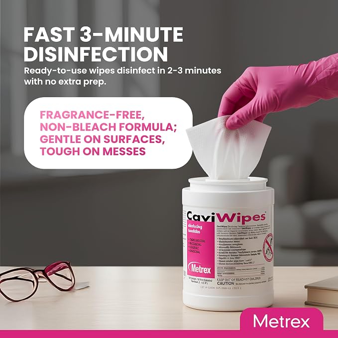 Metrex CaviWipes Disinfecting Towelettes – Durable Non-Woven Disinfecting Wipes for Hard, Non-Porous Surfaces in Healthcare & Laboratory Settings, Pre-Saturated with CaviCide – 160 Wipes (Pack of 1)