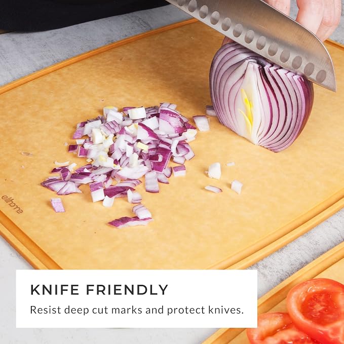 Essential Series 4-in1 Cutting Board Set for Kitchen, Dishwasher Safe, Non-slip Feet, Juice Groove, BPA Free, Reversible, 4 pieces Cutting Board Set