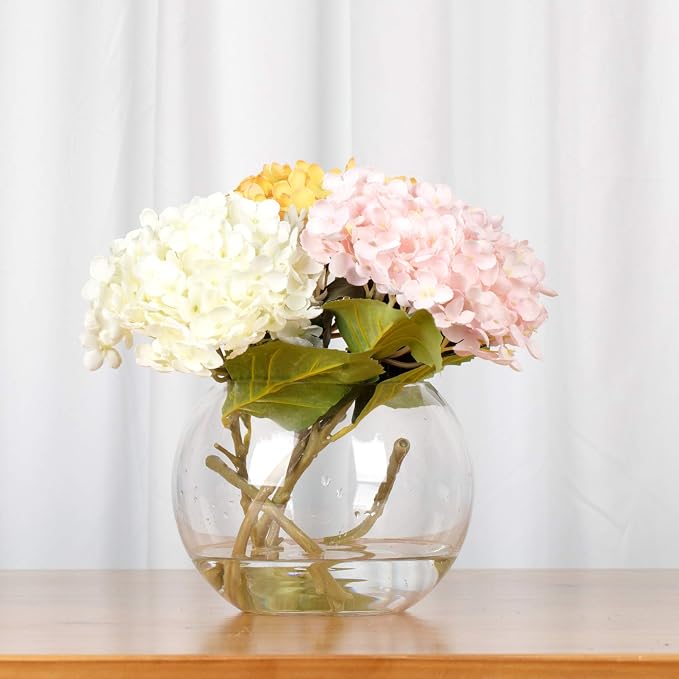 WGV Bowl Glass Vase Bulk, Diameter 10", Height 8", Open Width 6", (Multiple Sizes Choices) Clear Bubble Planter Terrarium Fish Bowl for Wedding Event Home Decor, 4 Pieces (VBW0010)