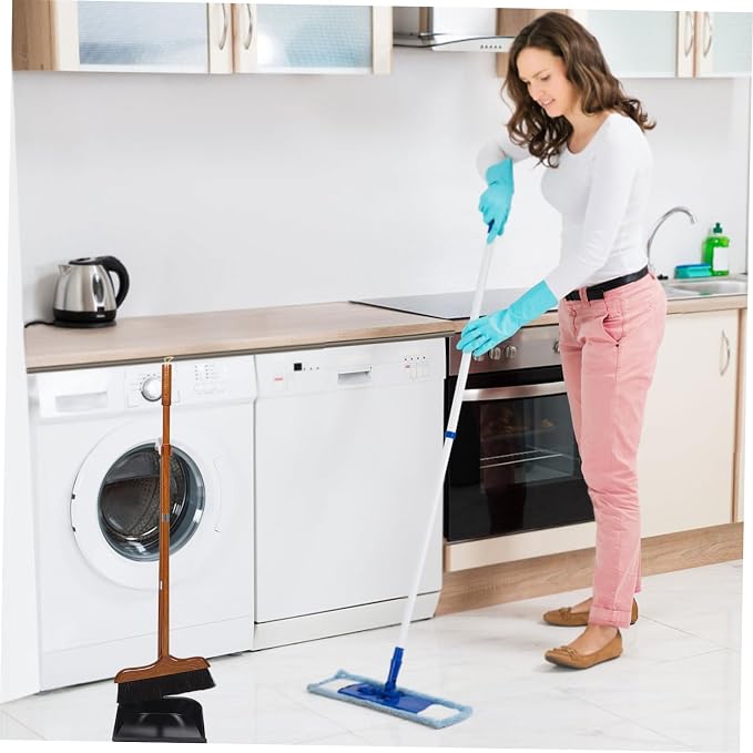 Unomor Standing Dustpan and Broom Set Handle Brush for Home Efficient Dog Hair Cleaning Tool